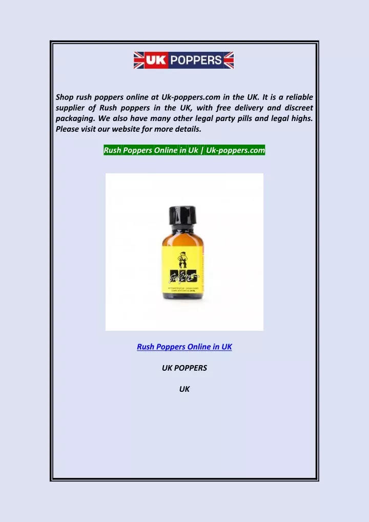 shop rush poppers online at uk poppers