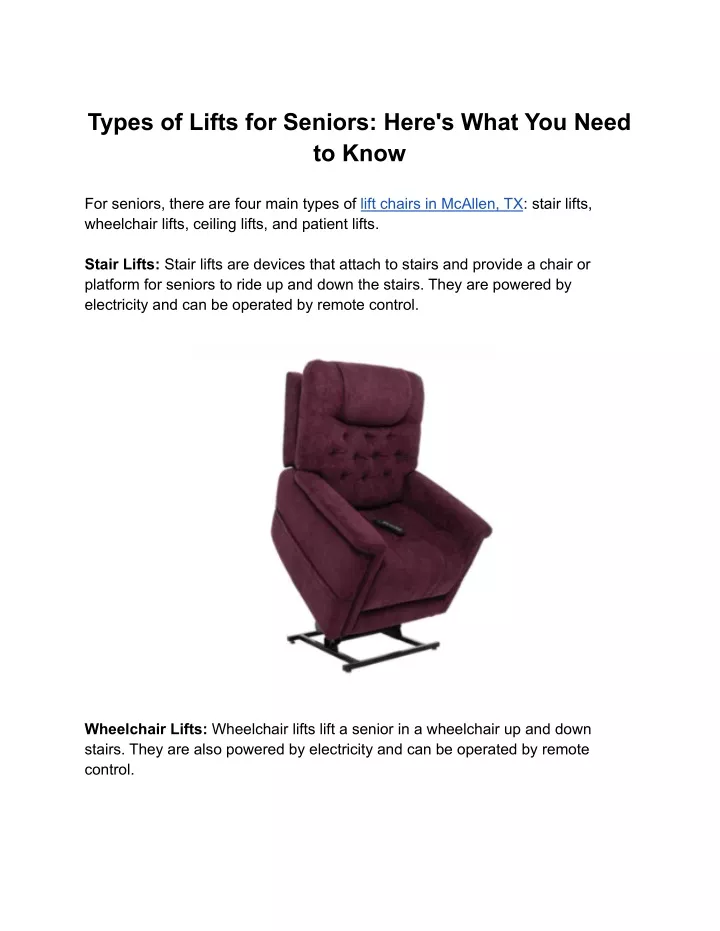 types of lifts for seniors here s what you need