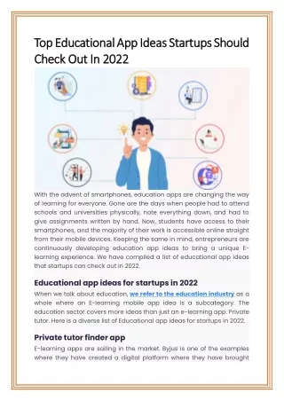 top educational app ideas startups should