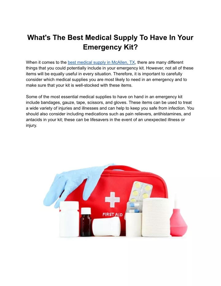 what s the best medical supply to have in your