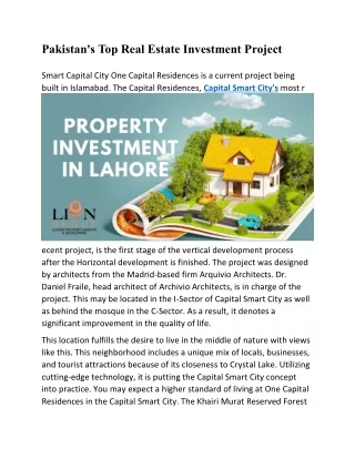 Pakistan Top Real Estate Investment Project