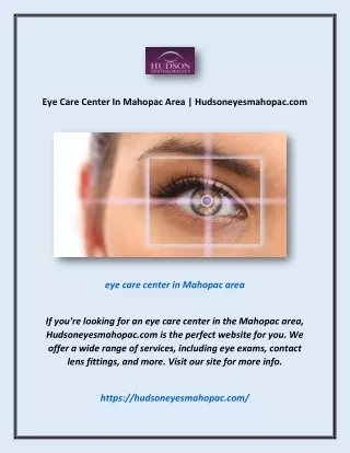 Eye Care Center In Mahopac Area | Hudsoneyesmahopac.com