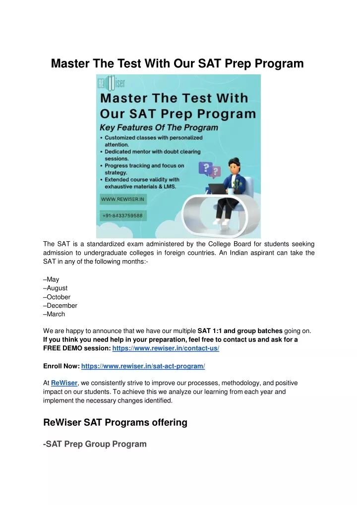 master the test with o ur s a t prep program