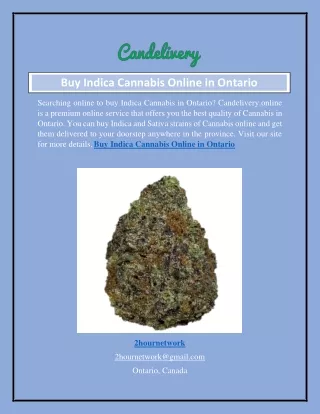 Buy Indica Cannabis Online in Ontario  Candelivery.online