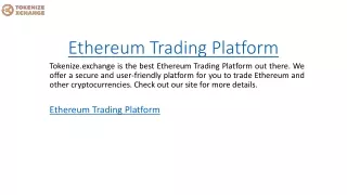 Ethereum Trading Platform Tokenize.exchange