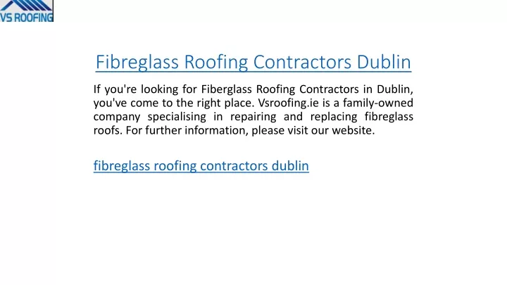 fibreglass roofing contractors dublin
