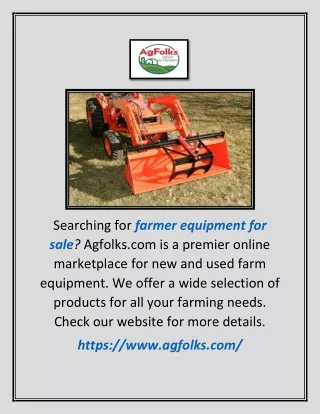Farmer Equipment for Sale | Agfolks.com