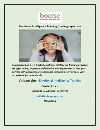 Emotional Intelligence Training  Imlanguages com