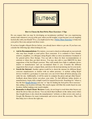how to choose the best pelvic floor exerciser