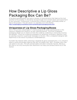 How Descriptive a Lip Gloss Packaging Box Can Be
