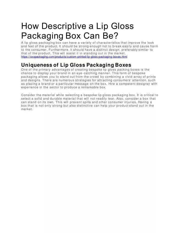 how descriptive a lip gloss packaging