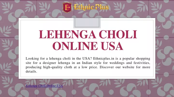 lehenga choli online usa