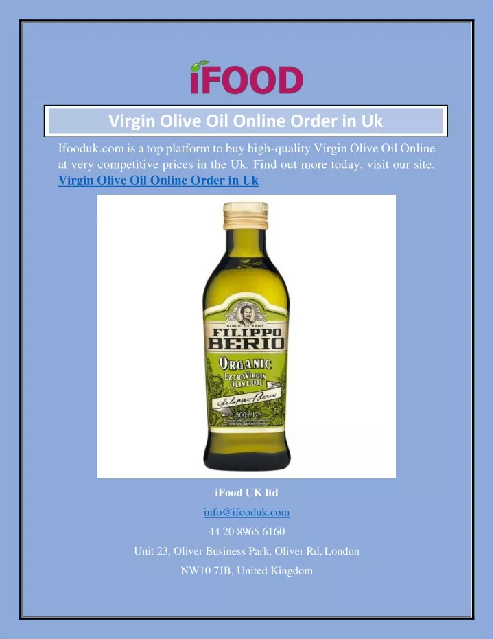 virgin olive oil online order in uk