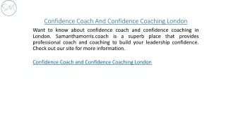 Confidence Coach And Confidence Coaching London  Samanthamorris.coach