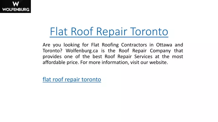 flat roof repair toronto