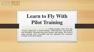 learn to fly with pilot training