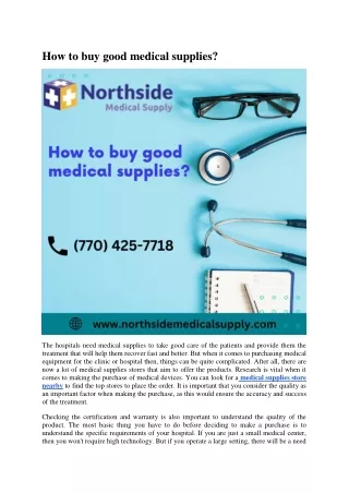 How to buy good medical supplies