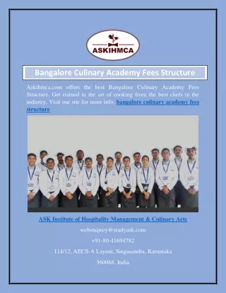 bangalore culinary academy fees structure