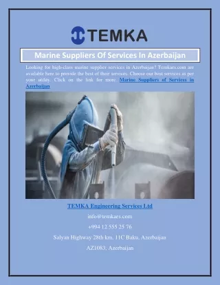 Marine Suppliers Of Services In Azerbaijan  Temkaes