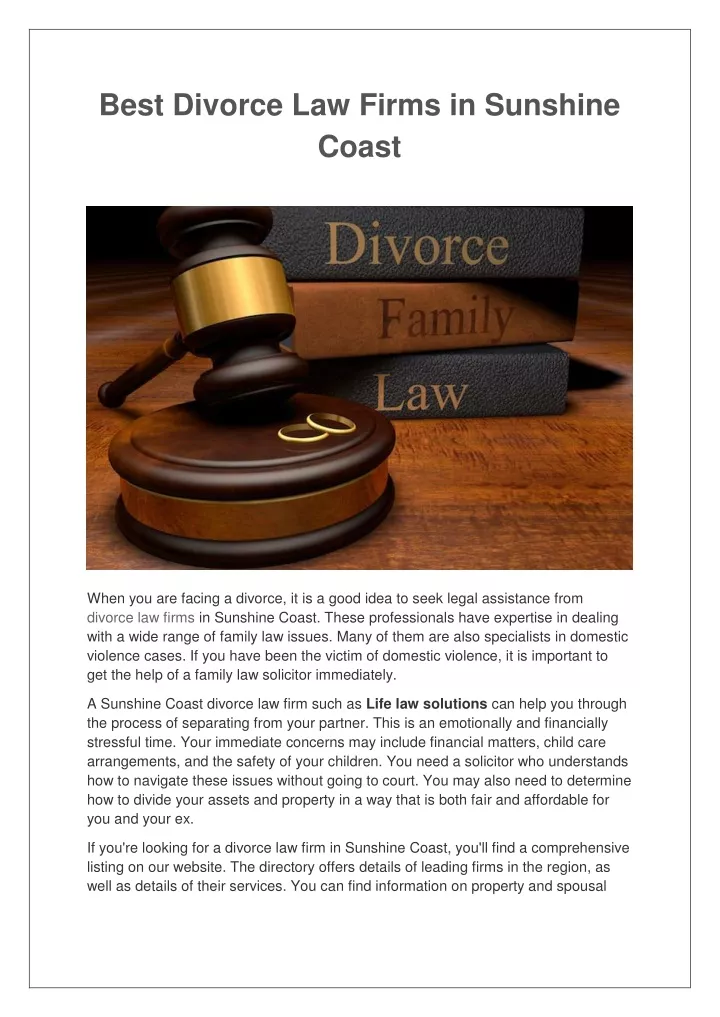 best divorce law firms in sunshine coast