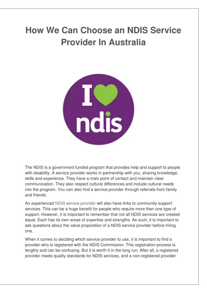 how we can choose an ndis service provider