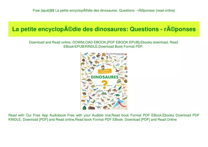 free epub la petite encyclop die des dinosaures