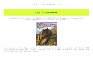 #^R.E.A.D.^ Les dinosaures [R.A.R]