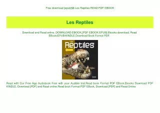 Free download [epub]$$ Les Reptiles READ PDF EBOOK