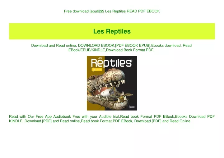 free download epub les reptiles read pdf ebook