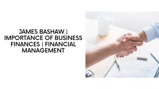 james bashaw importance of business finances