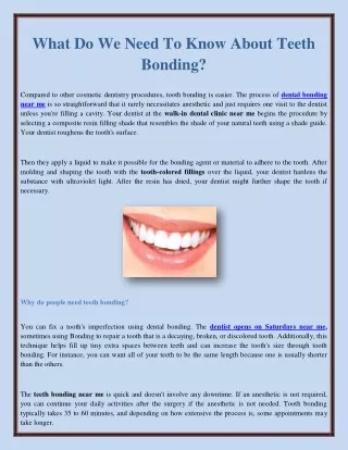 what do we need to know about teeth bonding