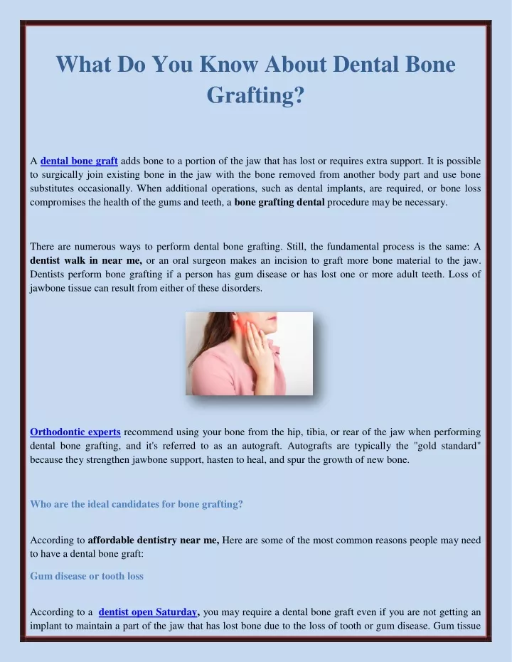what do you know about dental bone grafting