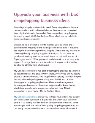 Upgrade your business with best dropshipping business ideas