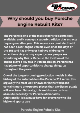 Why should you buy Porsche Engine Rebuilt Kits
