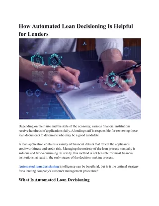 How Automated Loan Decisioning Is Helpful for Lenders