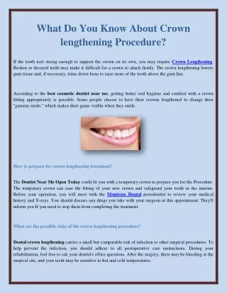 what do you know about crown lengthening procedure