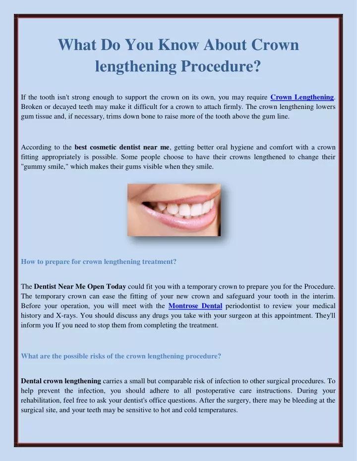 what do you know about crown lengthening procedure