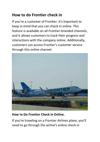 how to do frontier check in