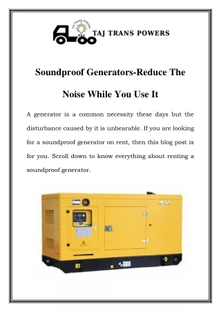 soundproof generators reduce the