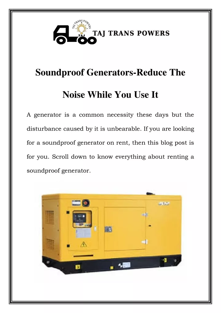 soundproof generators reduce the