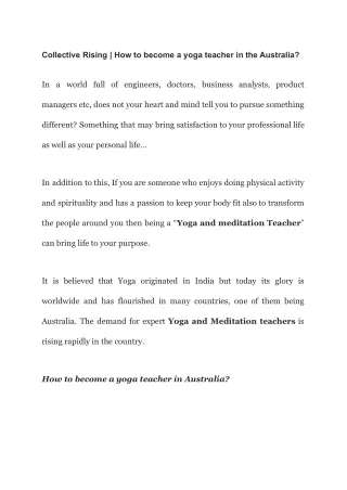 In Australia, how do I become a yoga teacher?