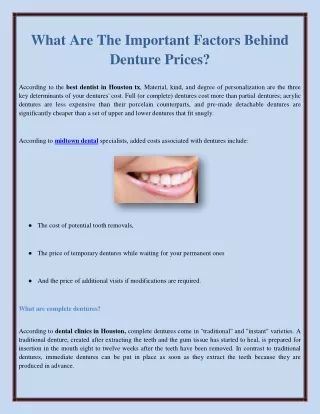 what are the important factors behind denture