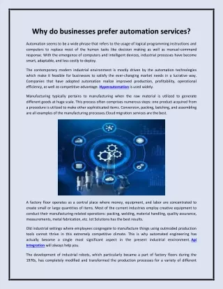 Why do businesses prefer automation services