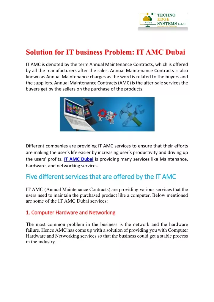 solution for it business problem it amc dubai