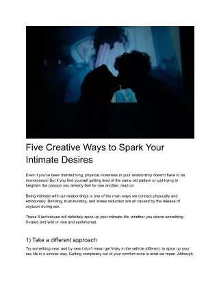 Five Creative Ways to Spark Your Intimate Desires