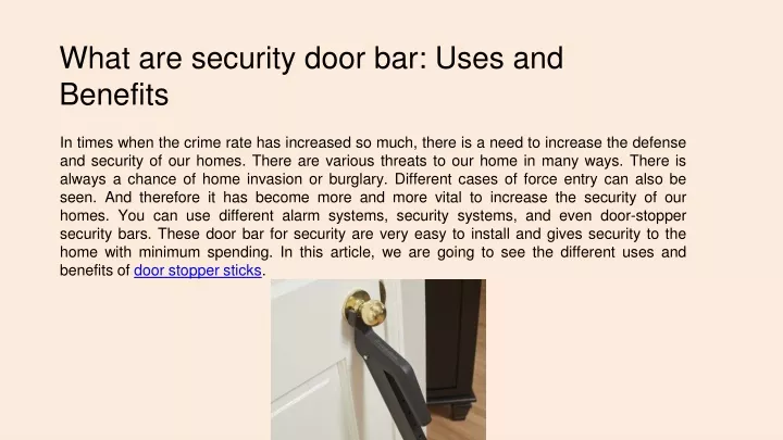 what are security door bar uses and benefits