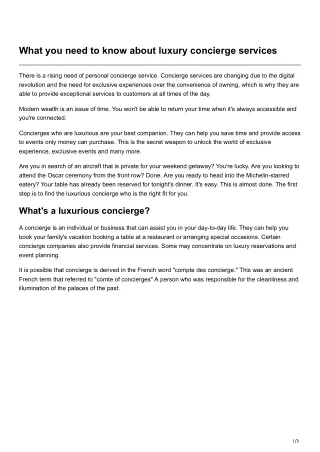 What you need to know about luxury concierge services