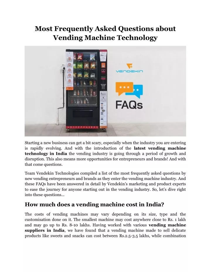 most frequently asked questions about vending