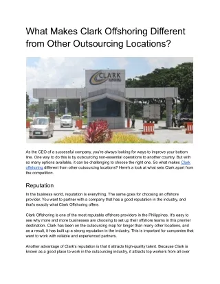 What Makes Clark Offshoring Different from Other Outsourcing Locations