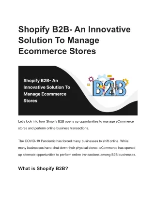 shopify b2b an innovative solution to manage